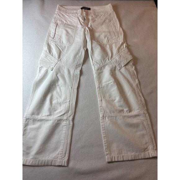 Billy Blues Womens White Cargo Pants Size 4 With Multiple Pockets & Belt Loops - Picture 2 of 14